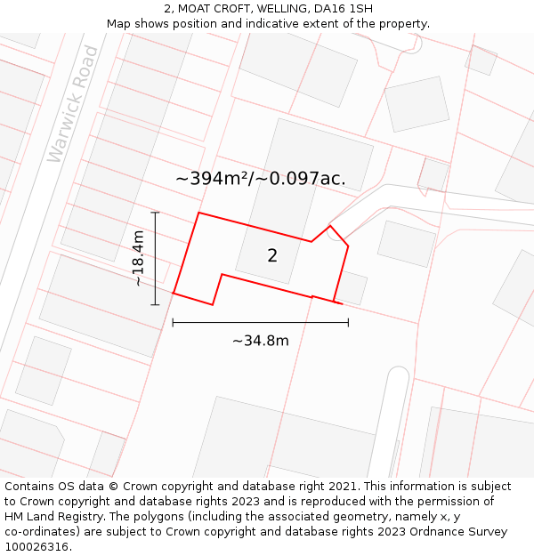 2, MOAT CROFT, WELLING, DA16 1SH: Plot and title map