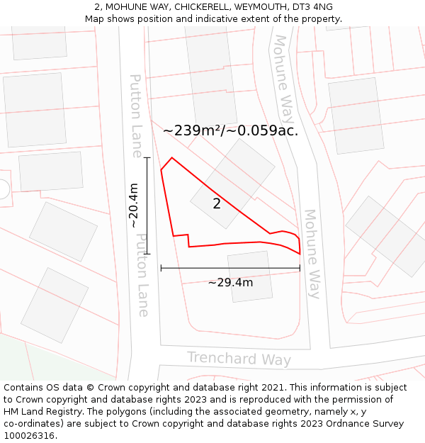 2, MOHUNE WAY, CHICKERELL, WEYMOUTH, DT3 4NG: Plot and title map