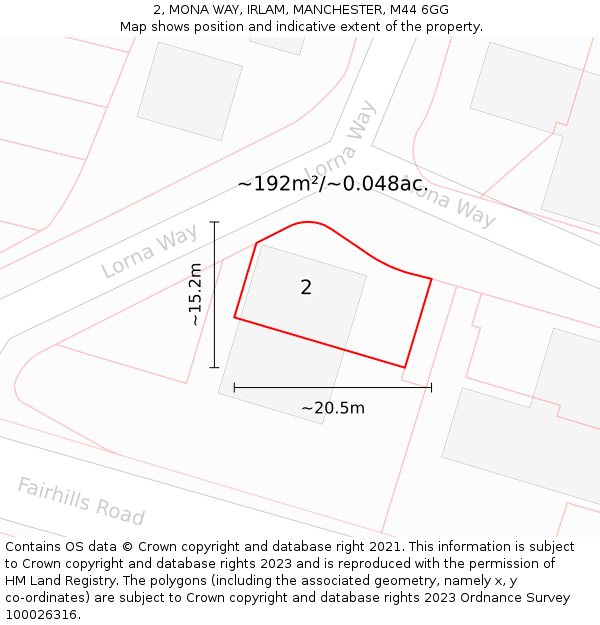 2, MONA WAY, IRLAM, MANCHESTER, M44 6GG: Plot and title map