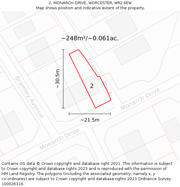 2, MONARCH DRIVE, WORCESTER, WR2 6EW: Plot and title map