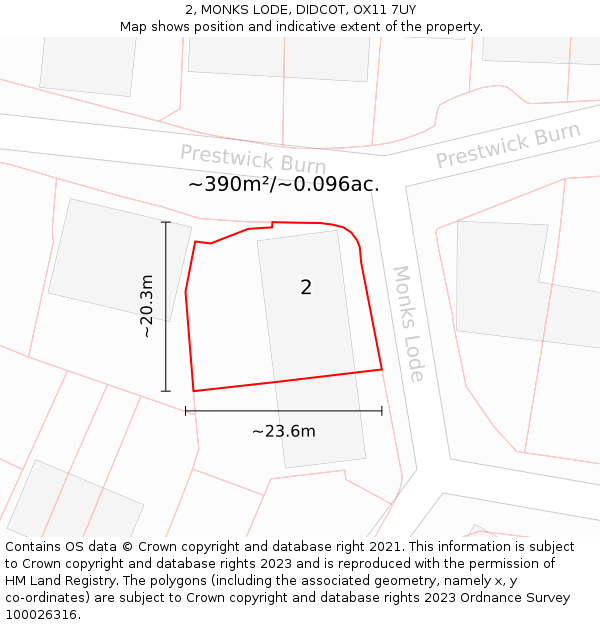 2, MONKS LODE, DIDCOT, OX11 7UY: Plot and title map