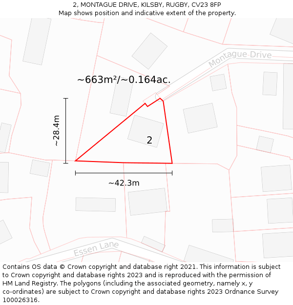 2, MONTAGUE DRIVE, KILSBY, RUGBY, CV23 8FP: Plot and title map