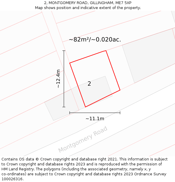 2, MONTGOMERY ROAD, GILLINGHAM, ME7 5XP: Plot and title map