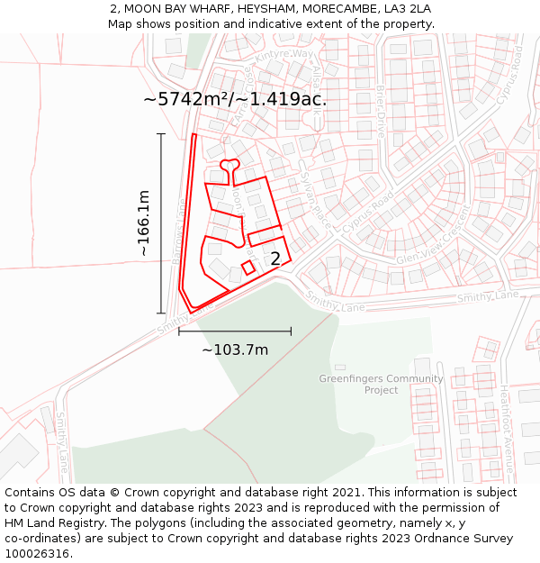 2, MOON BAY WHARF, HEYSHAM, MORECAMBE, LA3 2LA: Plot and title map