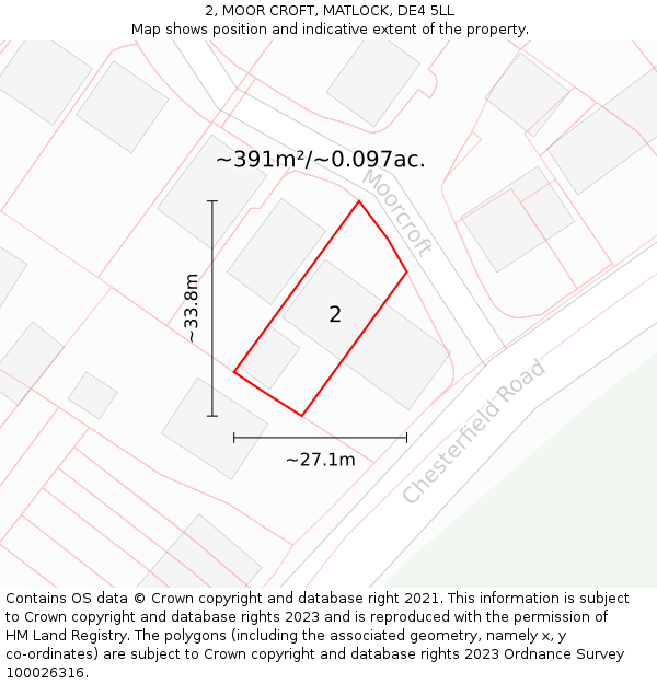 2, MOOR CROFT, MATLOCK, DE4 5LL: Plot and title map