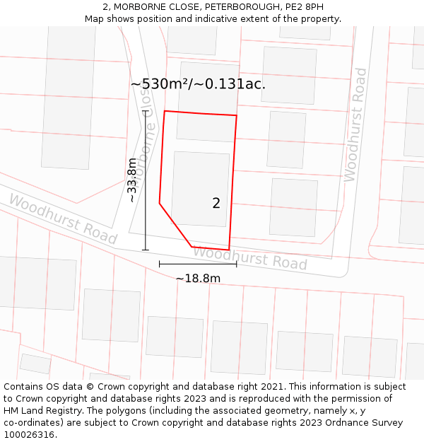 2, MORBORNE CLOSE, PETERBOROUGH, PE2 8PH: Plot and title map