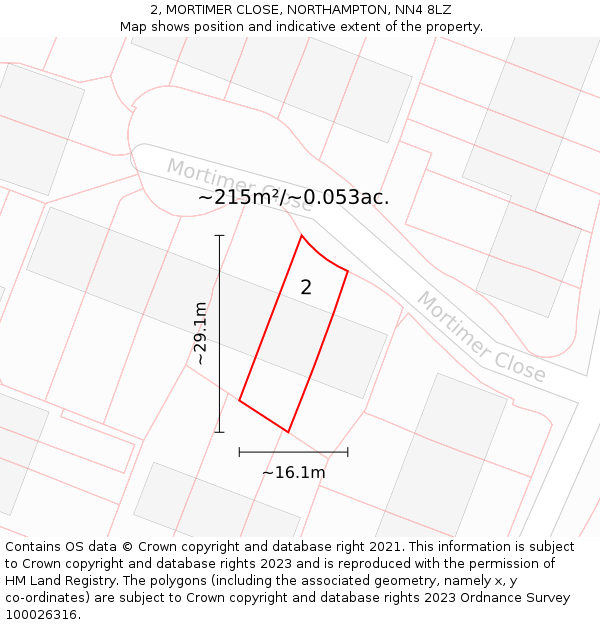 2, MORTIMER CLOSE, NORTHAMPTON, NN4 8LZ: Plot and title map