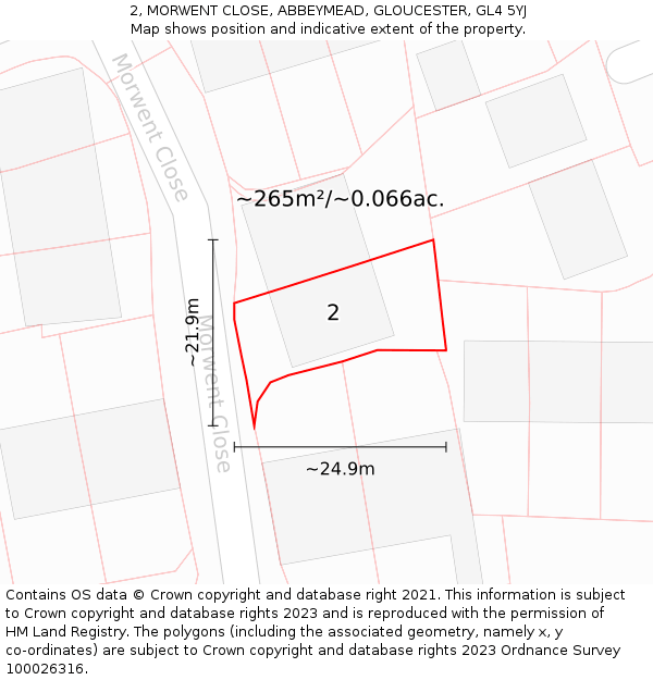 2, MORWENT CLOSE, ABBEYMEAD, GLOUCESTER, GL4 5YJ: Plot and title map