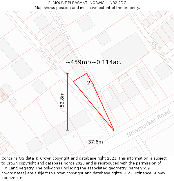 2, MOUNT PLEASANT, NORWICH, NR2 2DG: Plot and title map