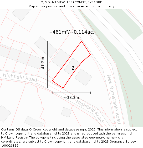 2, MOUNT VIEW, ILFRACOMBE, EX34 9PD: Plot and title map
