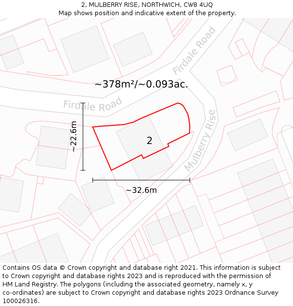 2, MULBERRY RISE, NORTHWICH, CW8 4UQ: Plot and title map