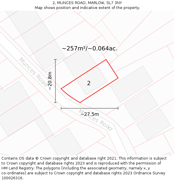 2, MUNCES ROAD, MARLOW, SL7 3NY: Plot and title map