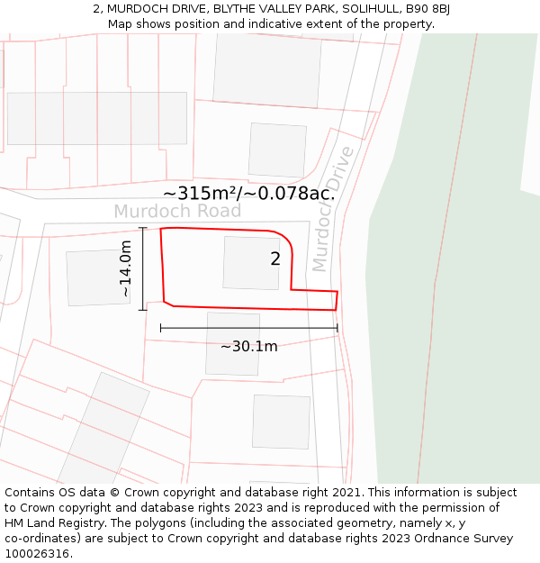 2, MURDOCH DRIVE, BLYTHE VALLEY PARK, SOLIHULL, B90 8BJ: Plot and title map