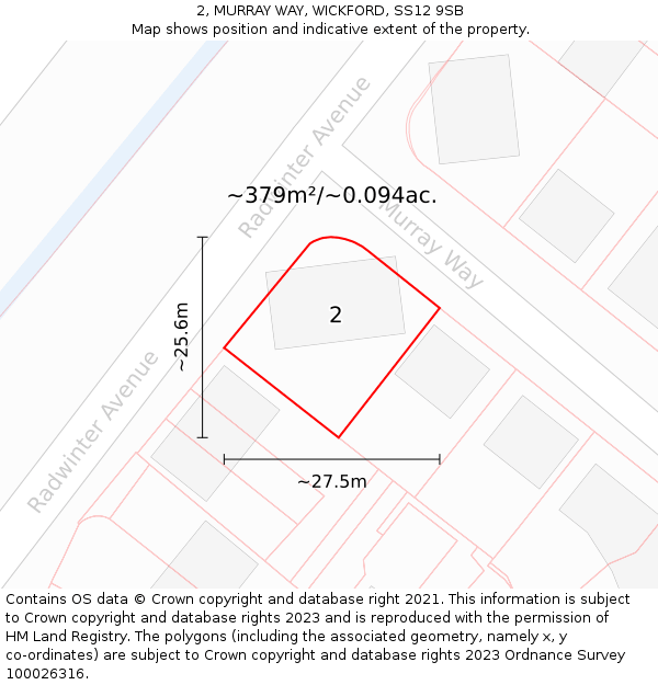 2, MURRAY WAY, WICKFORD, SS12 9SB: Plot and title map