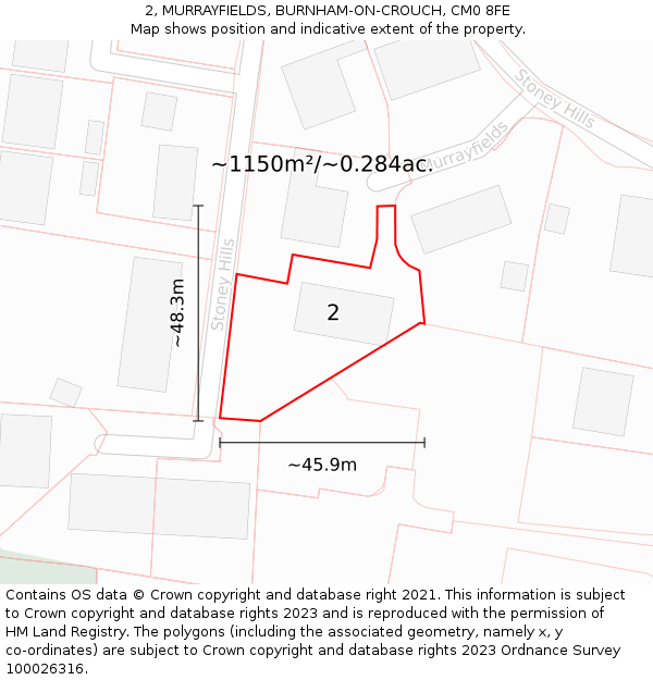 2, MURRAYFIELDS, BURNHAM-ON-CROUCH, CM0 8FE: Plot and title map