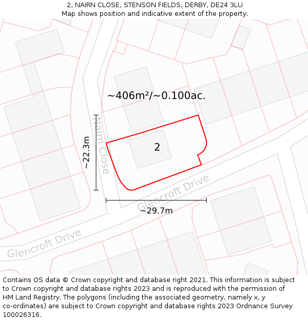 2, NAIRN CLOSE, STENSON FIELDS, DERBY, DE24 3LU: Plot and title map