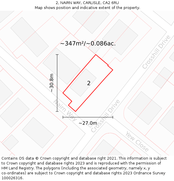 2, NAIRN WAY, CARLISLE, CA2 6RU: Plot and title map