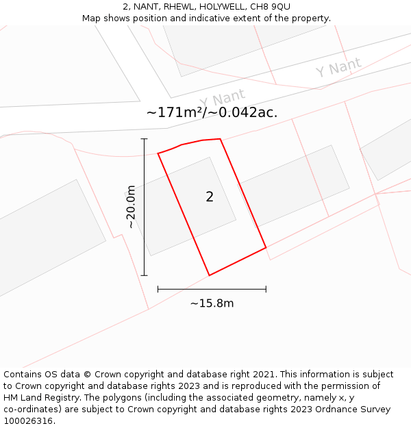 2, NANT, RHEWL, HOLYWELL, CH8 9QU: Plot and title map