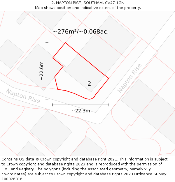 2, NAPTON RISE, SOUTHAM, CV47 1GN: Plot and title map