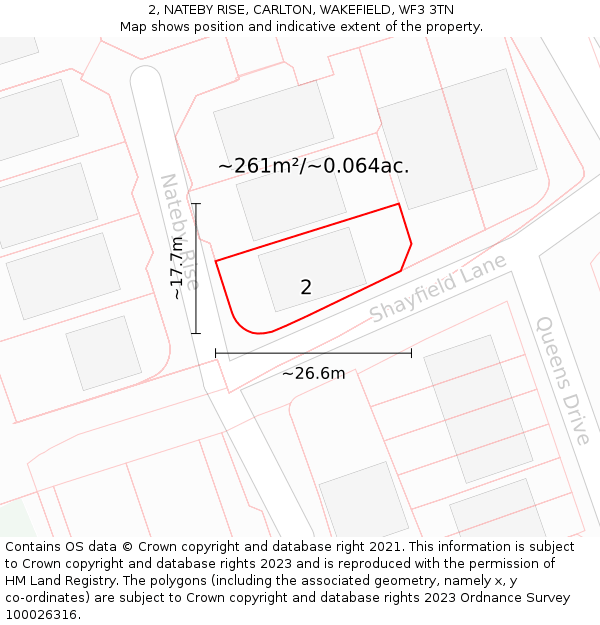 2, NATEBY RISE, CARLTON, WAKEFIELD, WF3 3TN: Plot and title map