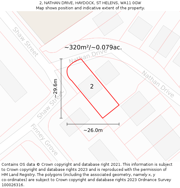 2, NATHAN DRIVE, HAYDOCK, ST HELENS, WA11 0GW: Plot and title map