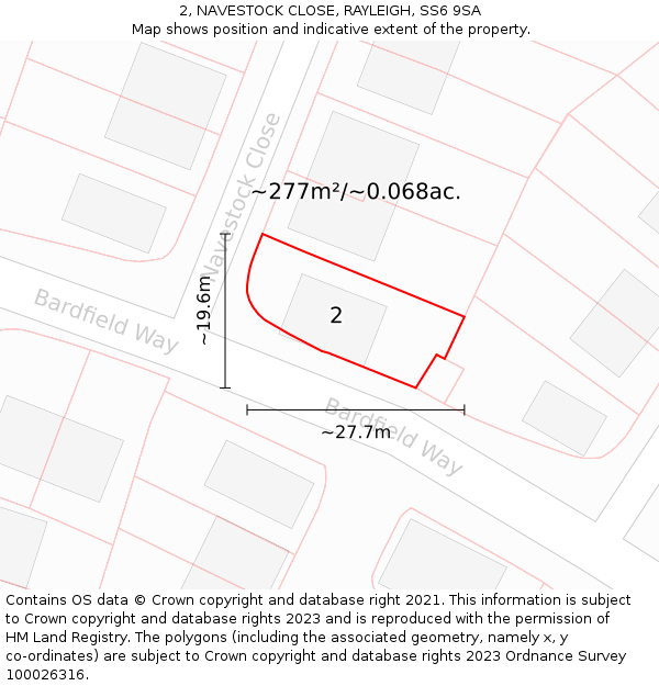 2, NAVESTOCK CLOSE, RAYLEIGH, SS6 9SA: Plot and title map