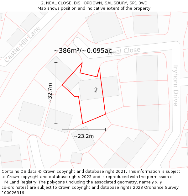 2, NEAL CLOSE, BISHOPDOWN, SALISBURY, SP1 3WD: Plot and title map