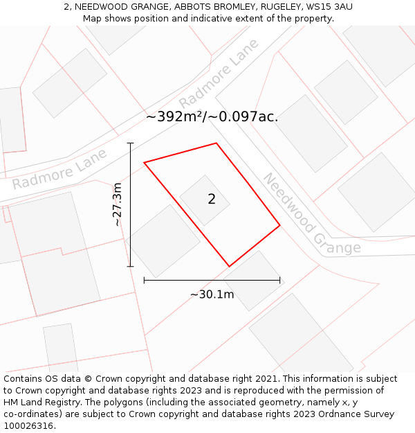 2, NEEDWOOD GRANGE, ABBOTS BROMLEY, RUGELEY, WS15 3AU: Plot and title map