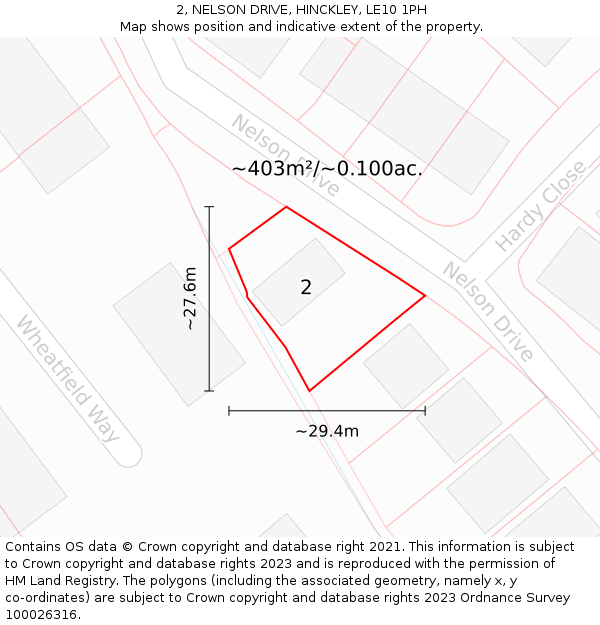 2, NELSON DRIVE, HINCKLEY, LE10 1PH: Plot and title map