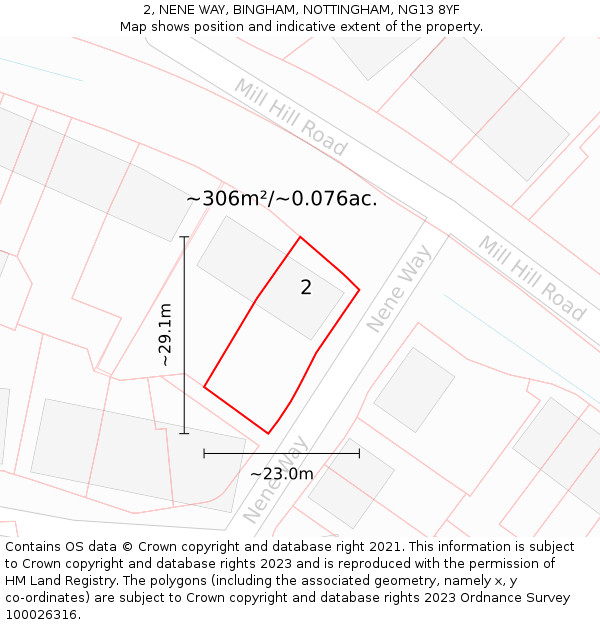 2, NENE WAY, BINGHAM, NOTTINGHAM, NG13 8YF: Plot and title map