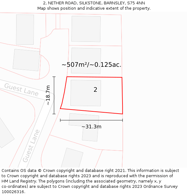 2, NETHER ROAD, SILKSTONE, BARNSLEY, S75 4NN: Plot and title map