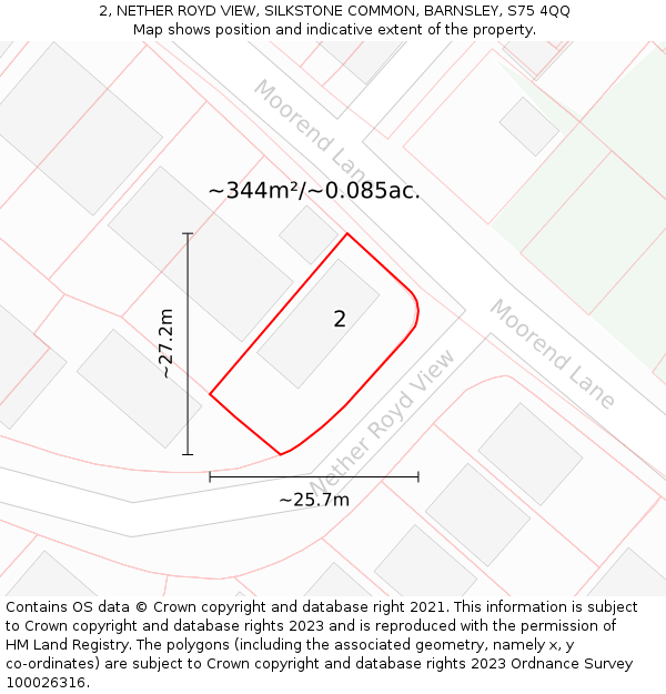2, NETHER ROYD VIEW, SILKSTONE COMMON, BARNSLEY, S75 4QQ: Plot and title map