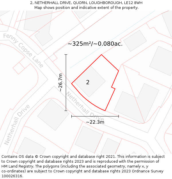 2, NETHERHALL DRIVE, QUORN, LOUGHBOROUGH, LE12 8WH: Plot and title map