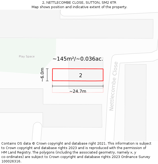 2, NETTLECOMBE CLOSE, SUTTON, SM2 6TR: Plot and title map