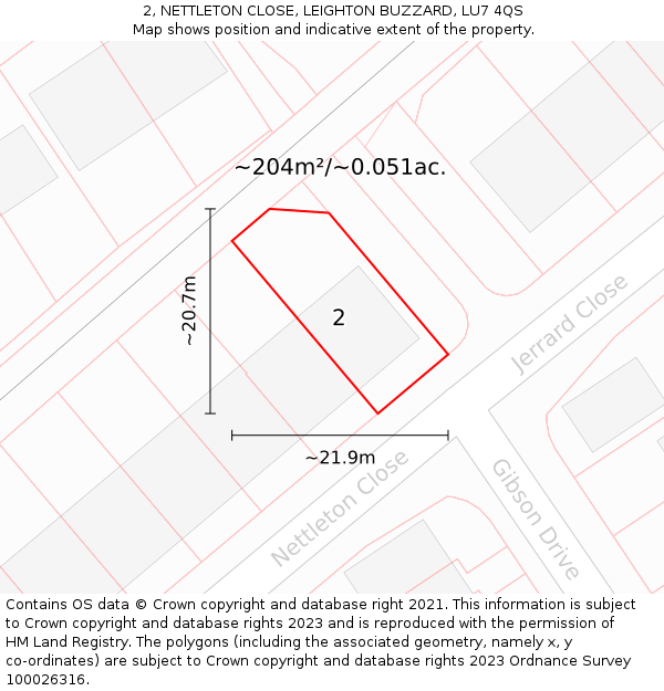 2, NETTLETON CLOSE, LEIGHTON BUZZARD, LU7 4QS: Plot and title map
