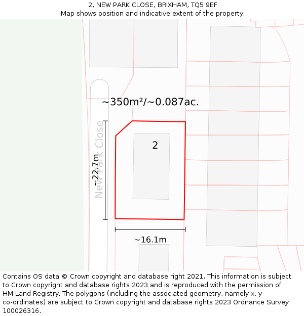 2, NEW PARK CLOSE, BRIXHAM, TQ5 9EF: Plot and title map