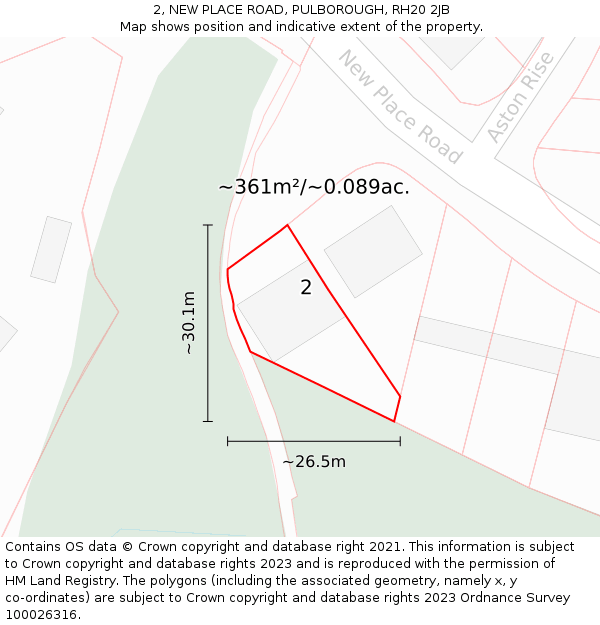 2, NEW PLACE ROAD, PULBOROUGH, RH20 2JB: Plot and title map