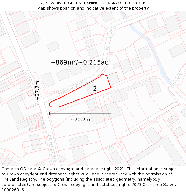 2, NEW RIVER GREEN, EXNING, NEWMARKET, CB8 7HS: Plot and title map