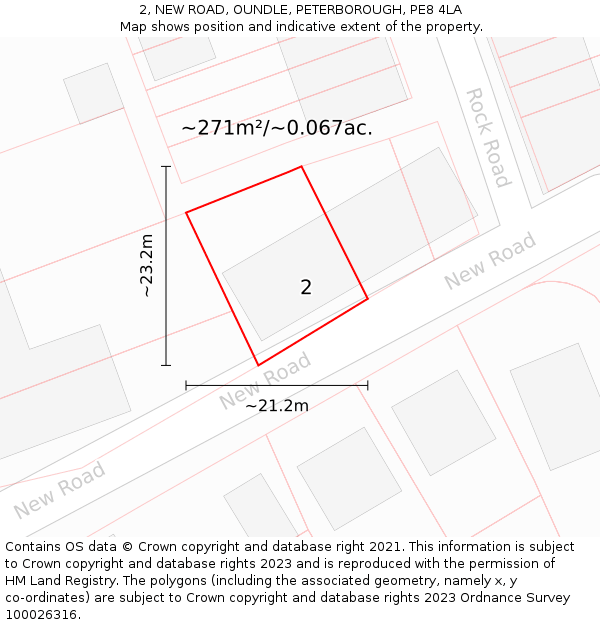 2, NEW ROAD, OUNDLE, PETERBOROUGH, PE8 4LA: Plot and title map
