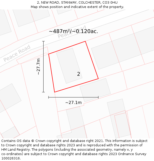 2, NEW ROAD, STANWAY, COLCHESTER, CO3 0HU: Plot and title map
