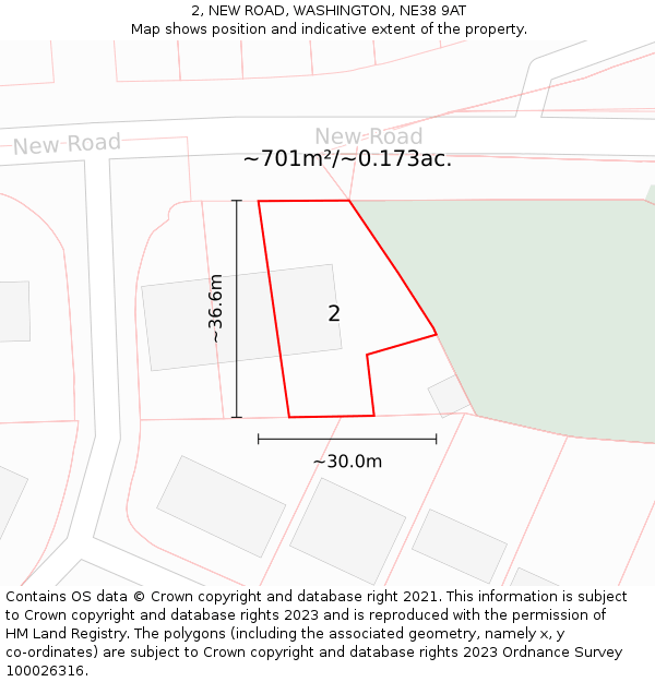 2, NEW ROAD, WASHINGTON, NE38 9AT: Plot and title map