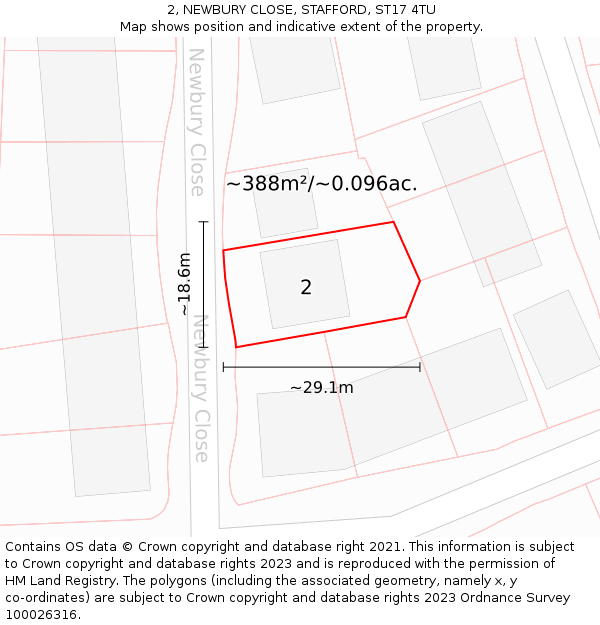 2, NEWBURY CLOSE, STAFFORD, ST17 4TU: Plot and title map