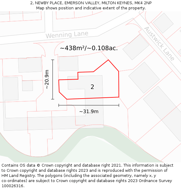 2, NEWBY PLACE, EMERSON VALLEY, MILTON KEYNES, MK4 2NP: Plot and title map