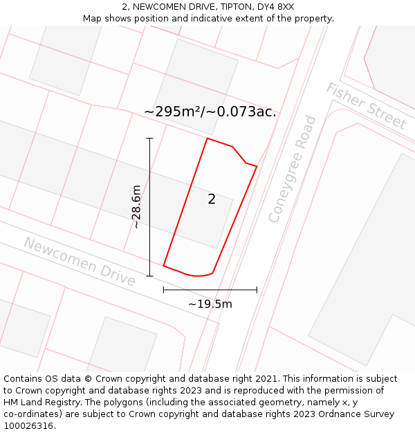 2, NEWCOMEN DRIVE, TIPTON, DY4 8XX: Plot and title map