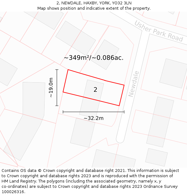 2, NEWDALE, HAXBY, YORK, YO32 3LN: Plot and title map