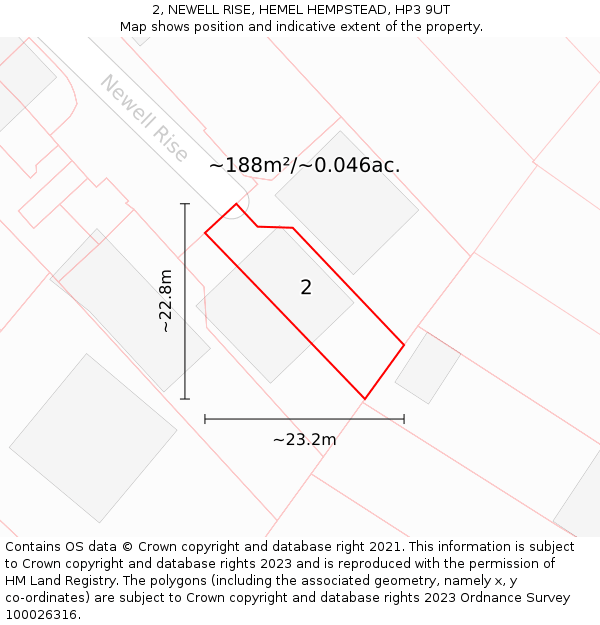 2, NEWELL RISE, HEMEL HEMPSTEAD, HP3 9UT: Plot and title map