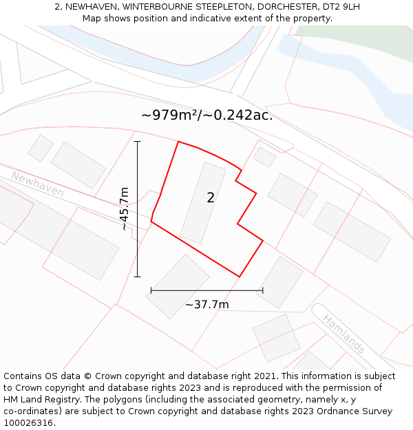 2, NEWHAVEN, WINTERBOURNE STEEPLETON, DORCHESTER, DT2 9LH: Plot and title map