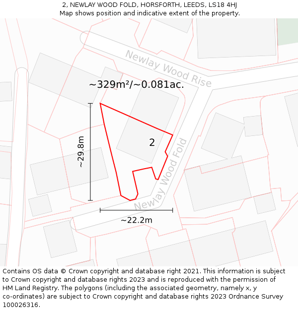 2, NEWLAY WOOD FOLD, HORSFORTH, LEEDS, LS18 4HJ: Plot and title map