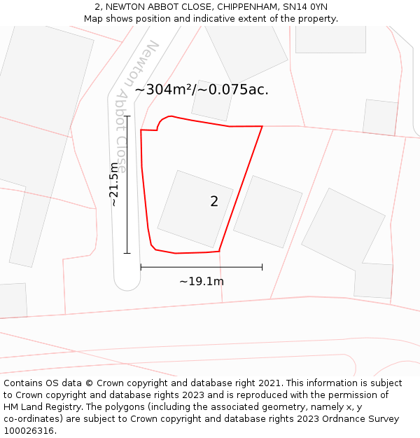 2, NEWTON ABBOT CLOSE, CHIPPENHAM, SN14 0YN: Plot and title map