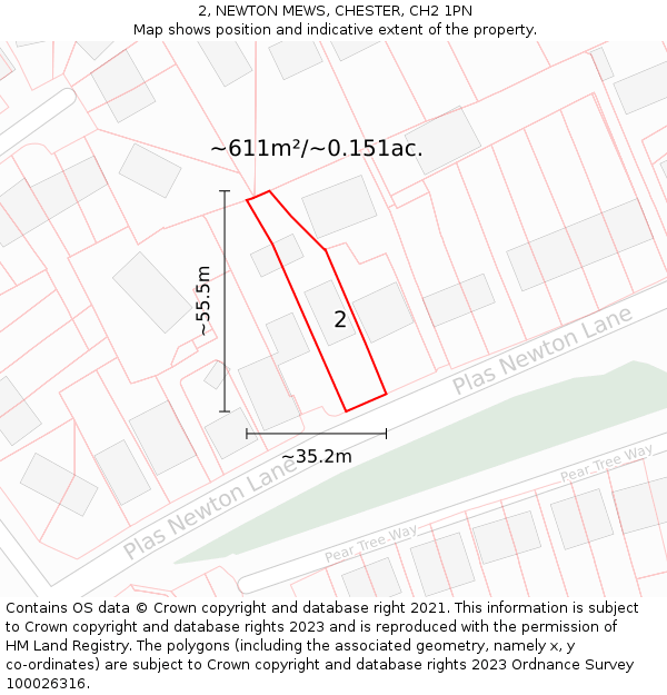 2, NEWTON MEWS, CHESTER, CH2 1PN: Plot and title map